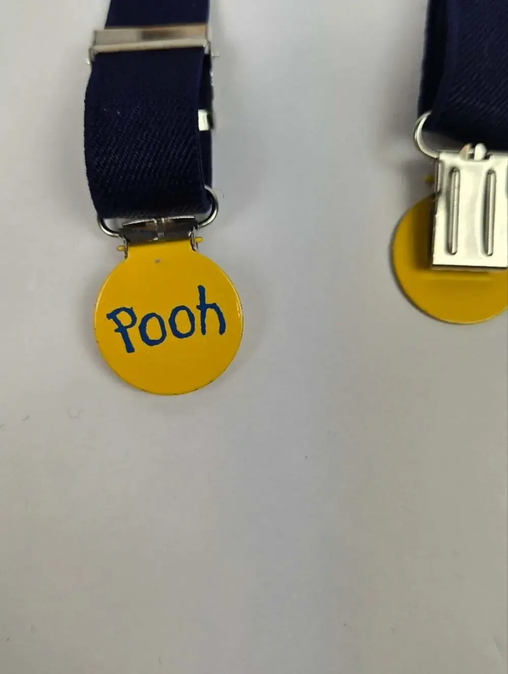 Disney Winnie the Pooh Kids Suspenders Navy Yellow Adjustable Clips